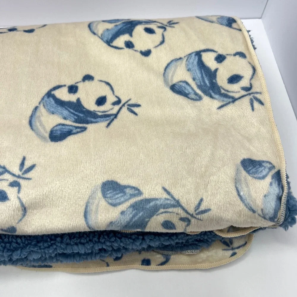 Carter's Blue Panda Sherpa Baby Blanket Toddler Plush Soft Cozy Lovey Security